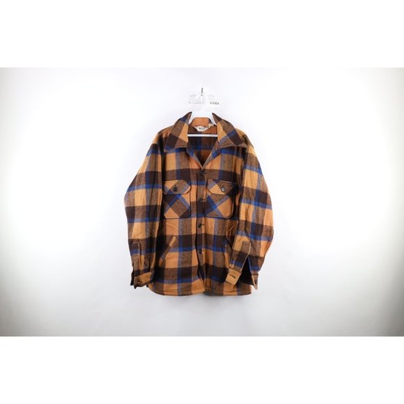 Vtg 70s Woolrich Mens L Distressed Heavyweight Wool Shirt Jacket Jac Shirt USA